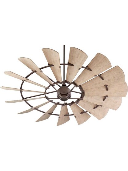 Windmill 72 inch Damp-Rated Ceiling Fan in Oiled Bronze.